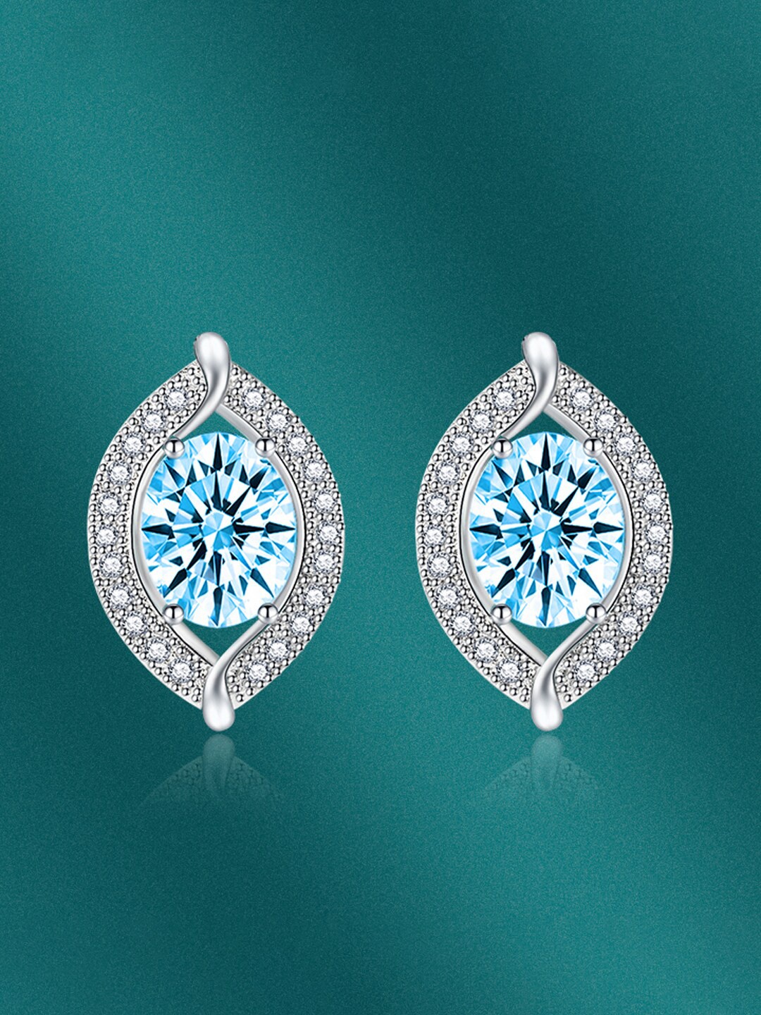 

Designs & You Silver-Plated Cubic Zirconia-Studded Contemporary Studs Earrings