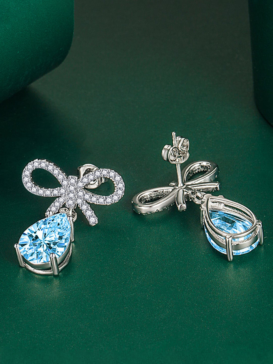 

Designs & You Cubic Zirconia Silver Plated Teardrop Shaped Drop Earrings