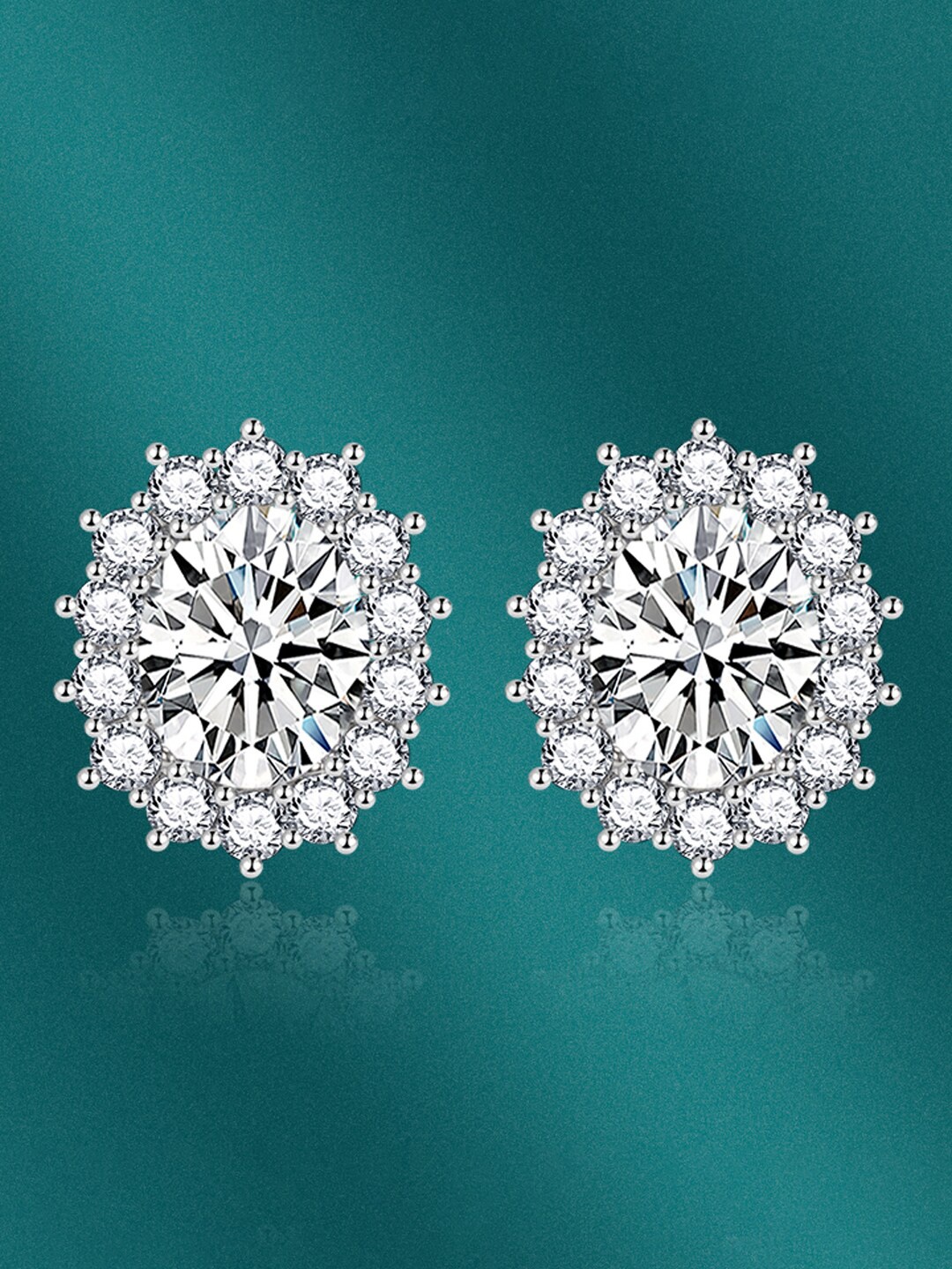 

Designs & You Silver-Plated Cubic Zirconia Studded Contemporary Studs Earrings