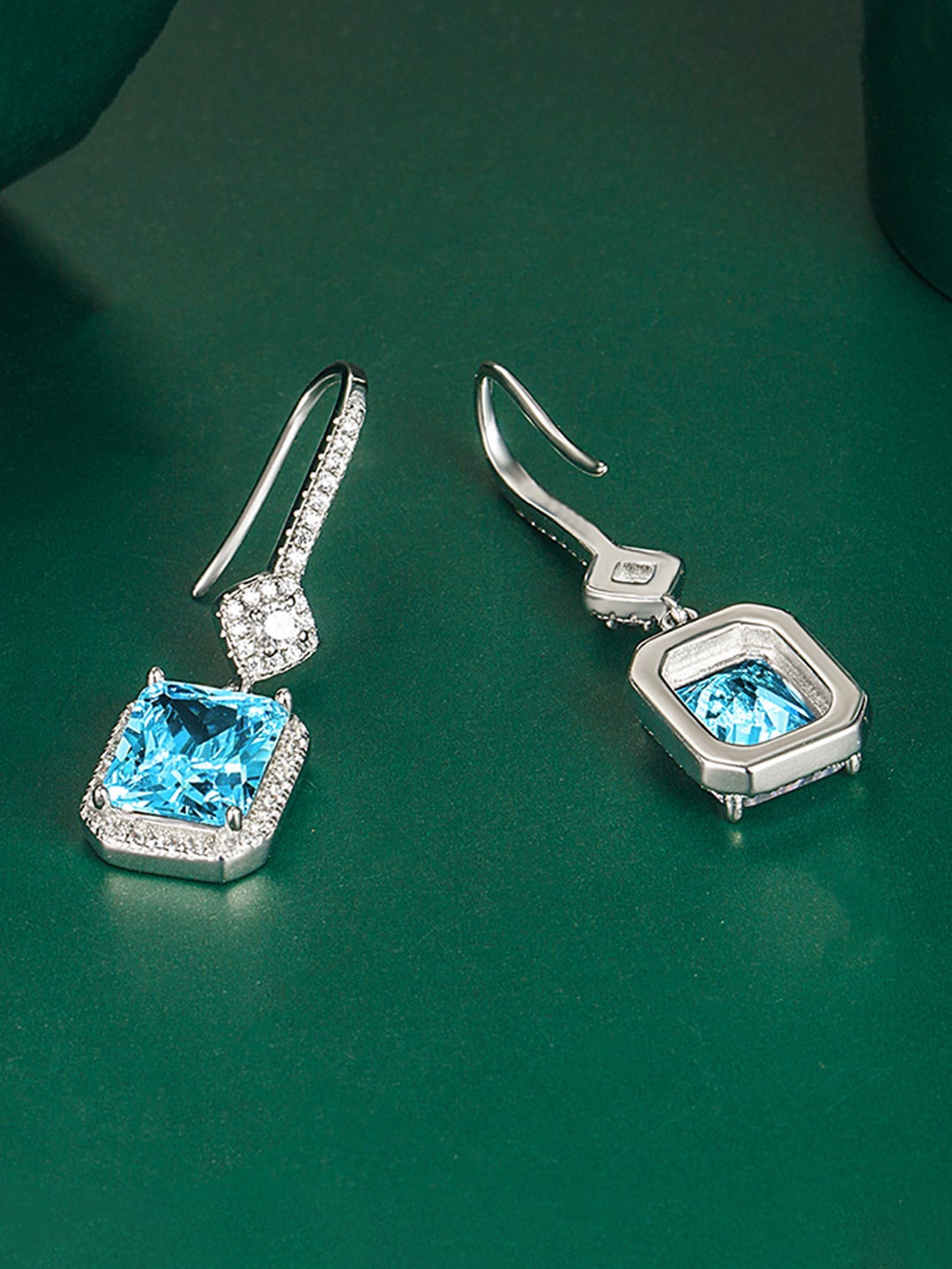 

Designs & You Silver Plated Cubic Zirconia Studded Drop Earrings