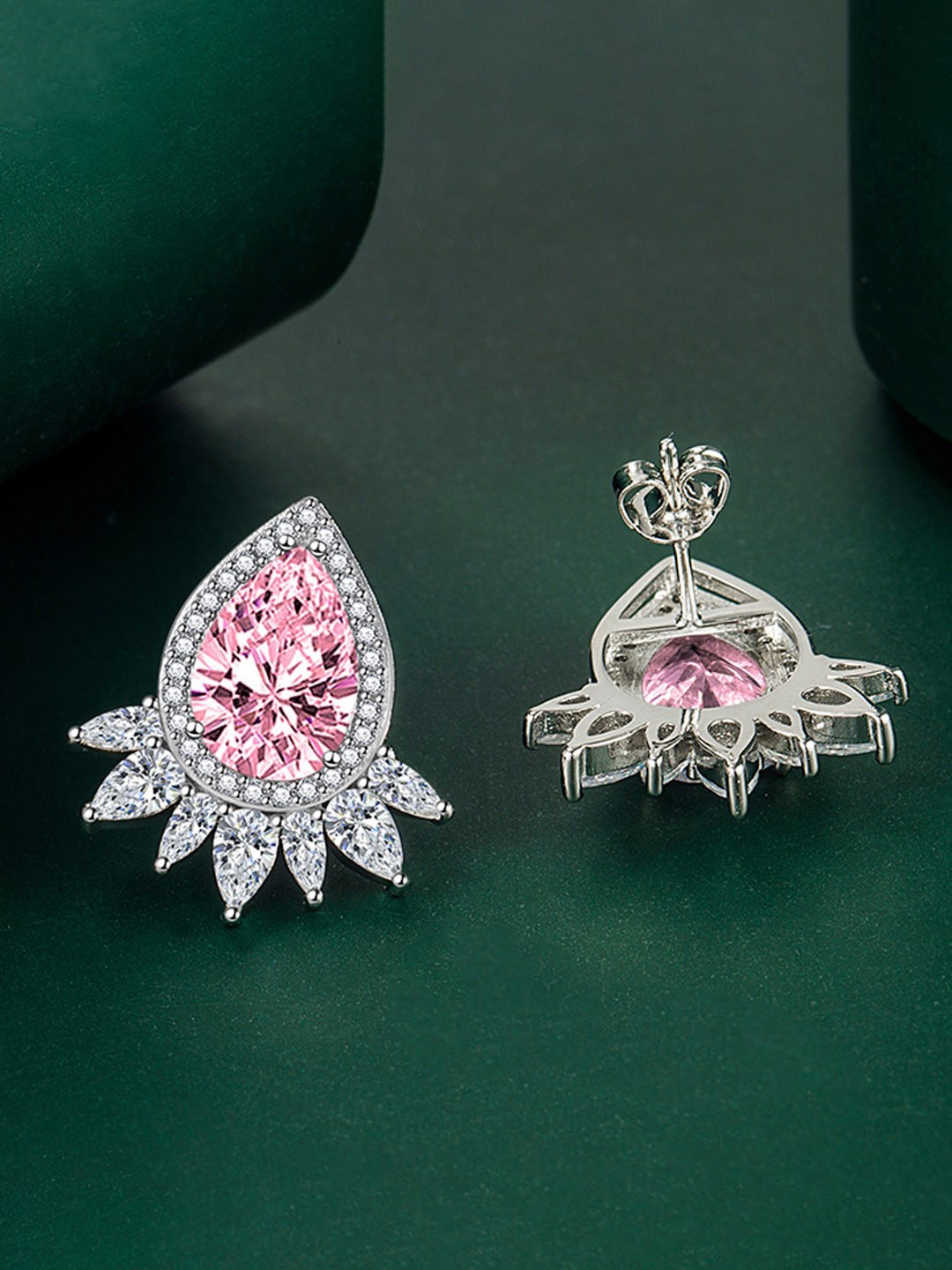 

Designs & You Silver-Plated Cubic Zirconia Studded Contemporary Studs Earrings