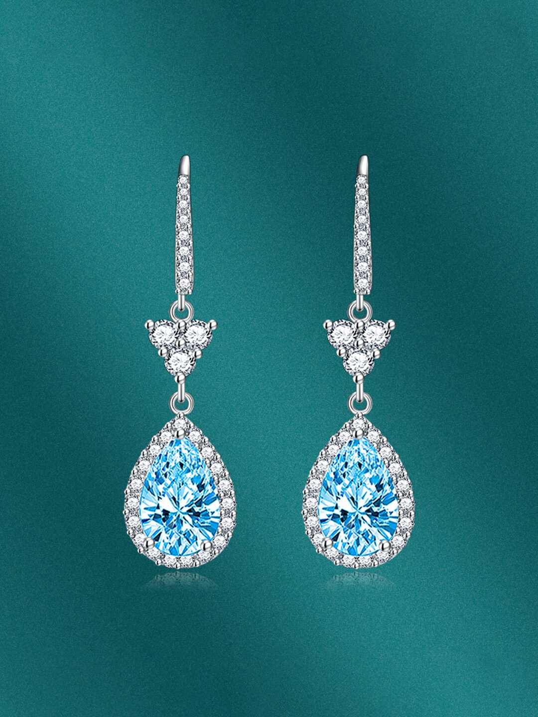 

Designs & You Silver Plated Cubic Zirconia Studded Drop Earrings