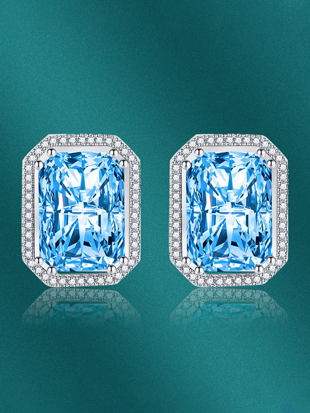 

Designs & You Silver-Plated Cubic Zirconia Studded Geometric Studs Earrings