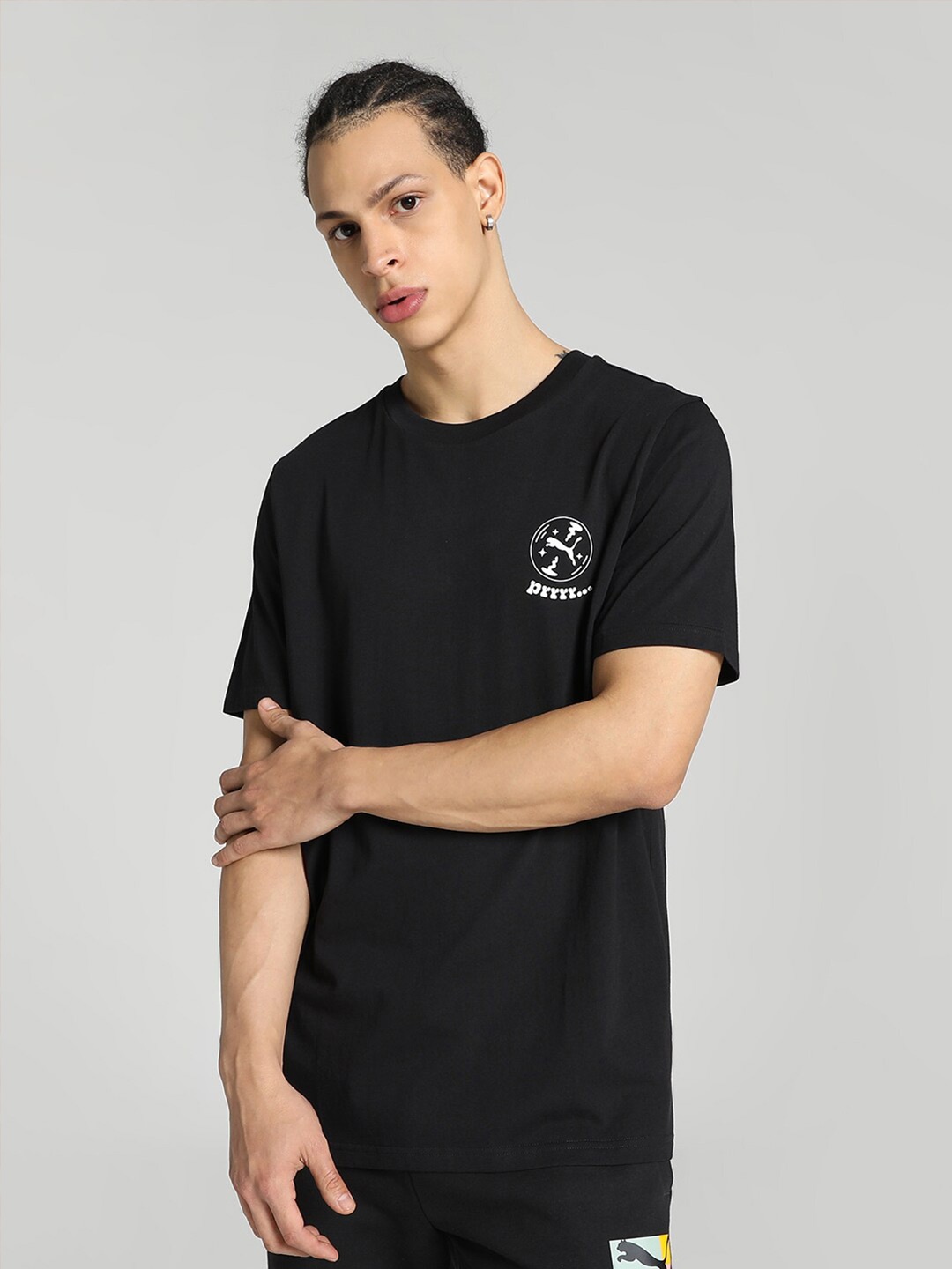 

Puma SOUND OF PUMA Graphic Printed Cotton Sports T-Shirt, Black