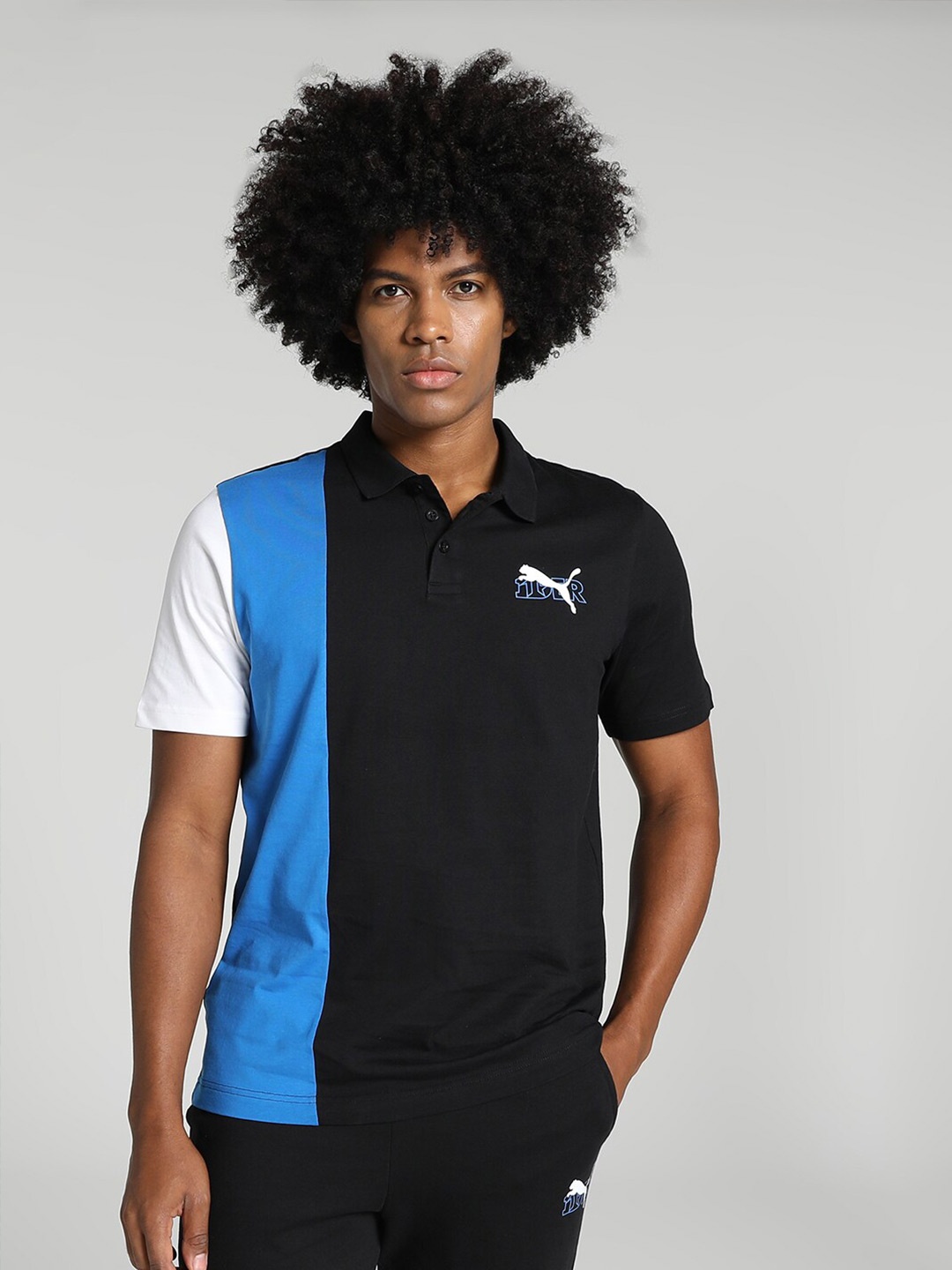 

Puma 1DER Colorblock Regular Fit Polo T-shirt, Black