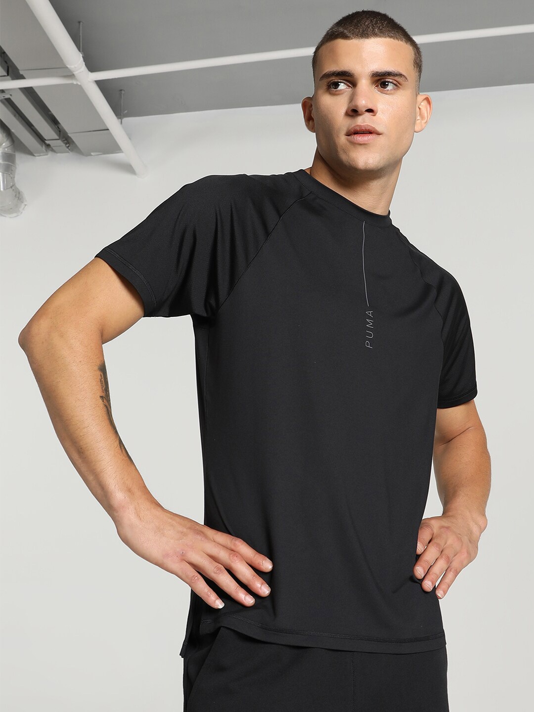 

Puma Printed Studio Yogini Lite Lightweight Crew Neck T-Shirts, Black