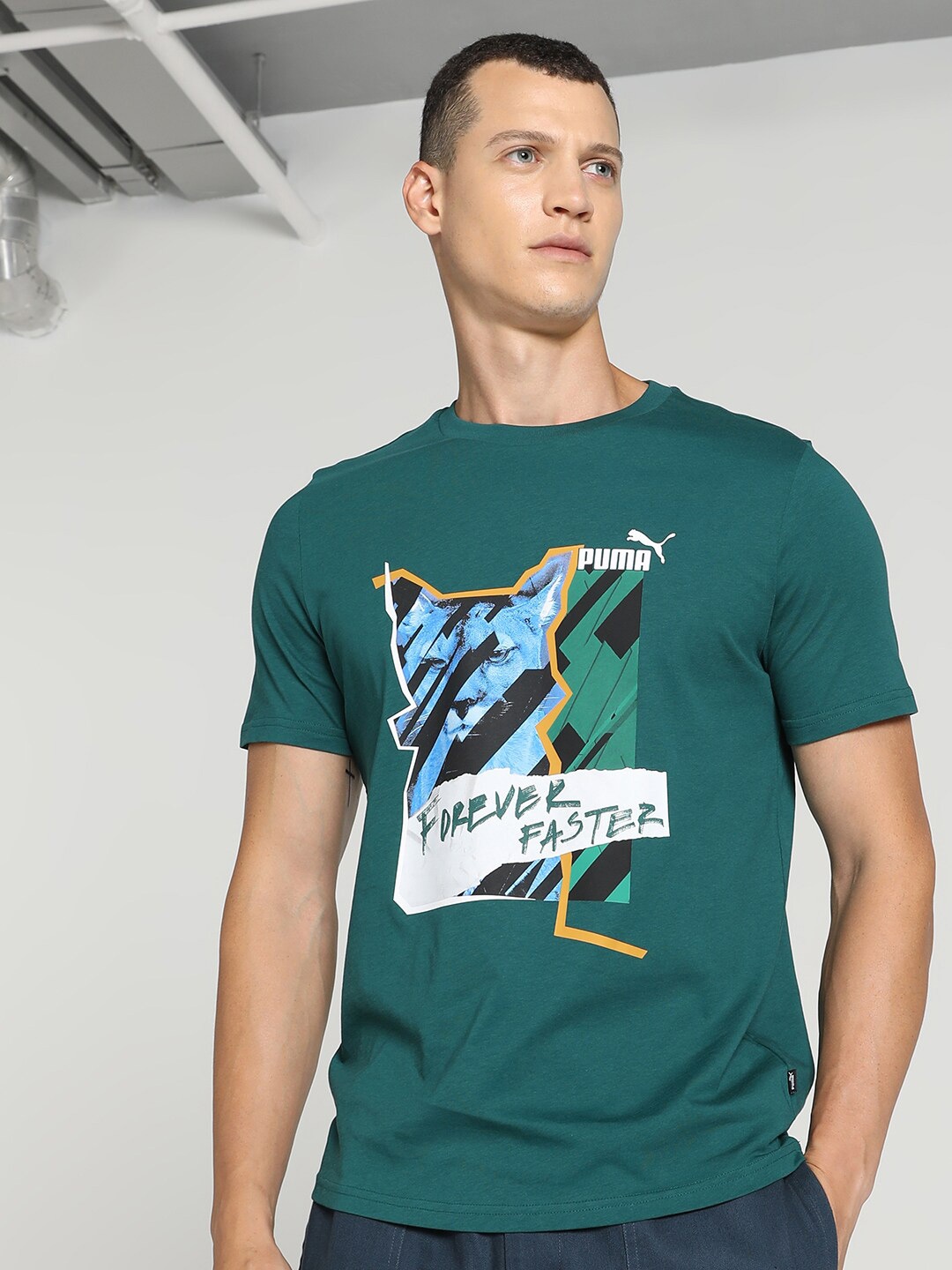 

Puma Graphics Photoprint Cotton Tshirts, Green