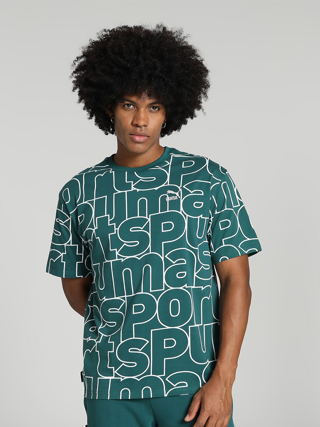 

Puma Men All-Over-Printed T-shirt, Green