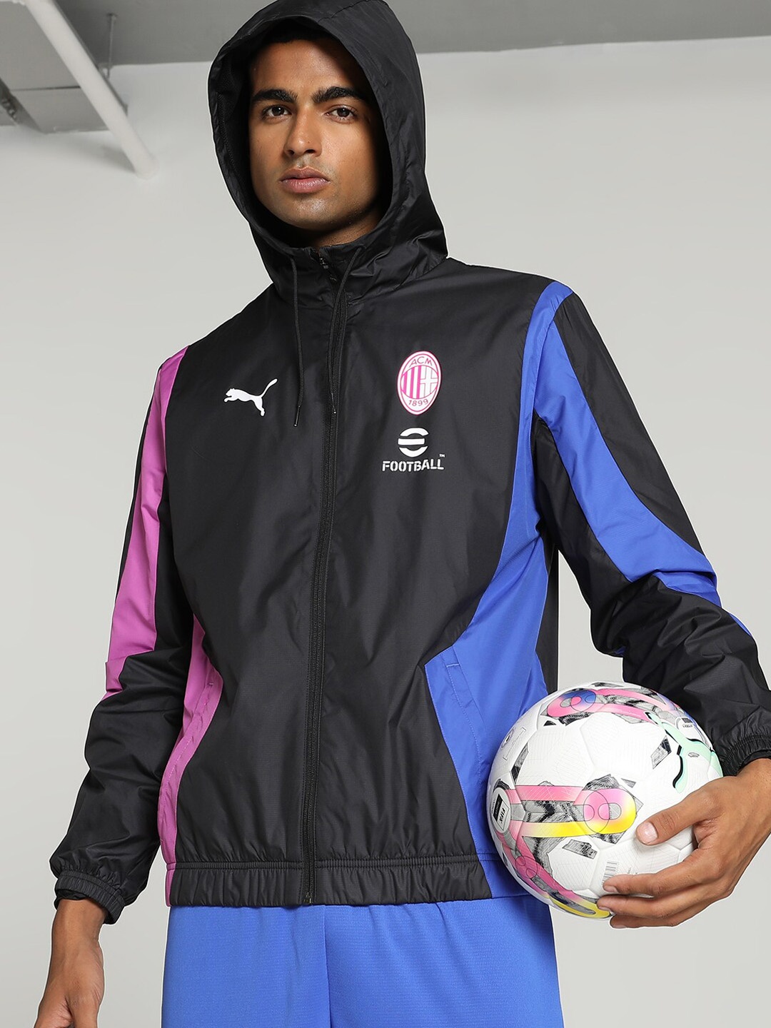 

Puma Colourblocked AC Milan Prematch Sporty Jacket, Black