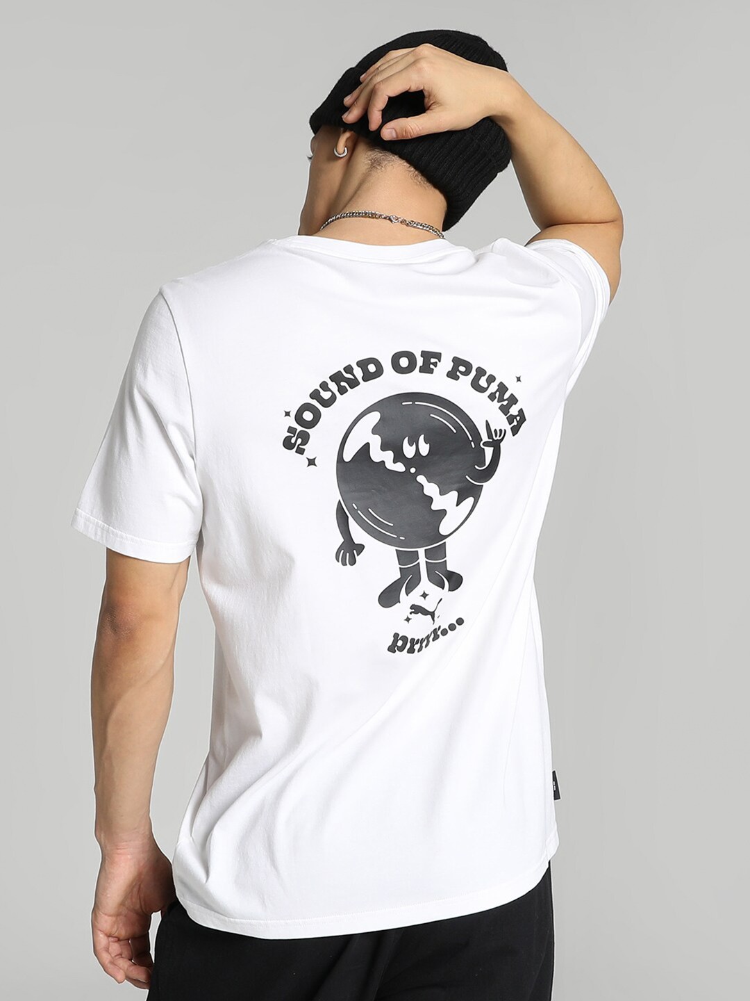 

Puma Graphic Printed Short Sleeves Cotton T-shirt, White
