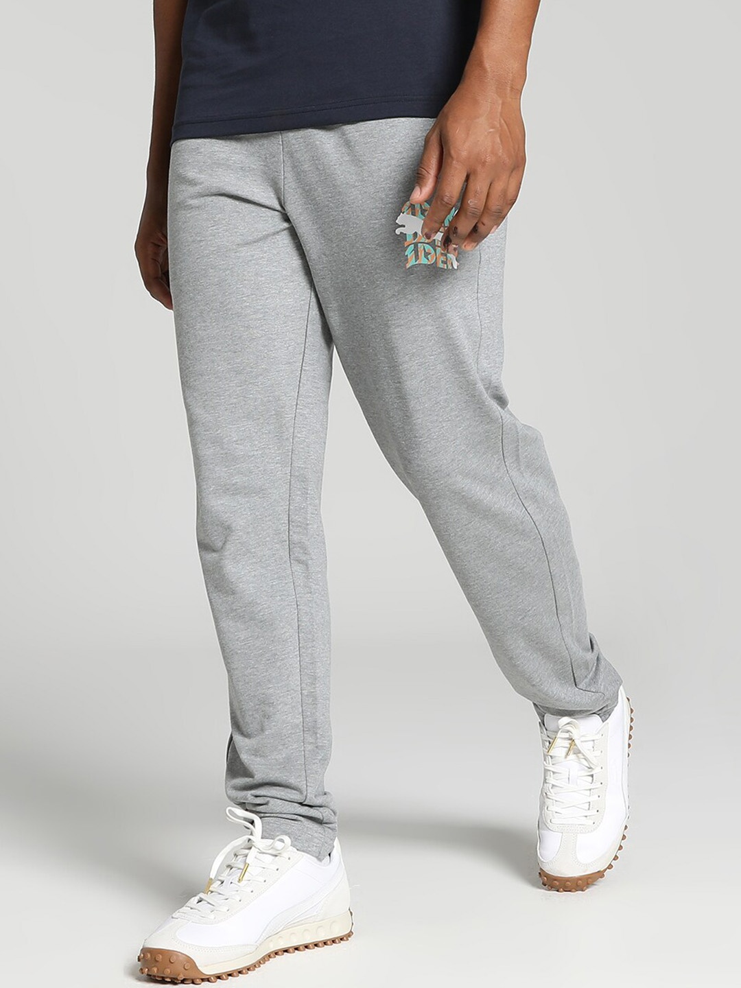 

Puma x1DER Men Graphic Cotton Slim-Fit Track Pants, Grey