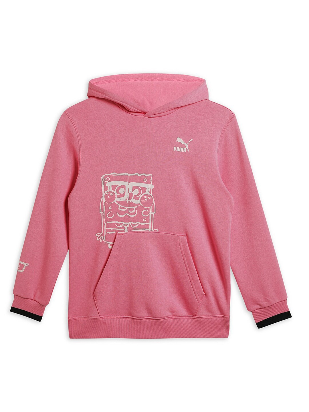 

Puma SPONGEBOB SQUAREPANTS Kids Printed Detail Cotton Relaxed-Fit Hooded Sweatshirt, Pink