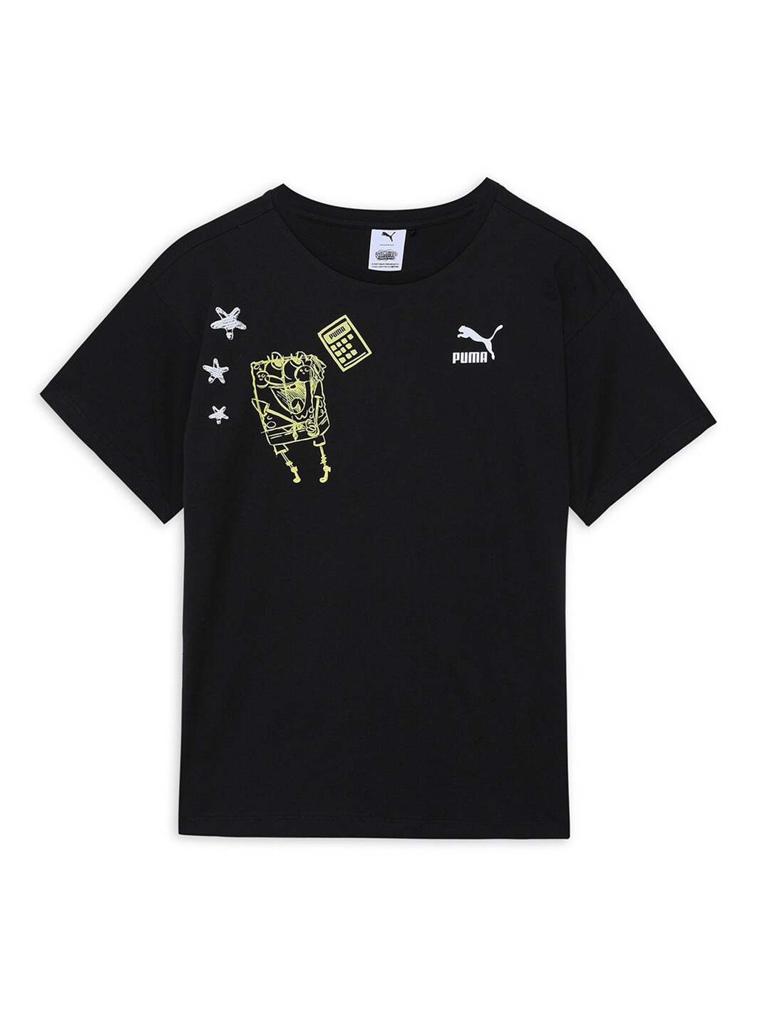 

Puma Kids PUMA x SPONGEBOB SQUAREPANTS Youth Graphic Printed Cotton Relaxed Fit T-Shirt, Black