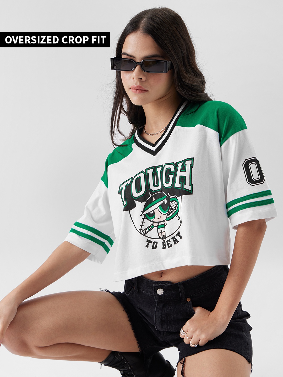 

The Souled Store Powerpuff Girls Tough To Beat Oversized Cropped T-Shirts, White