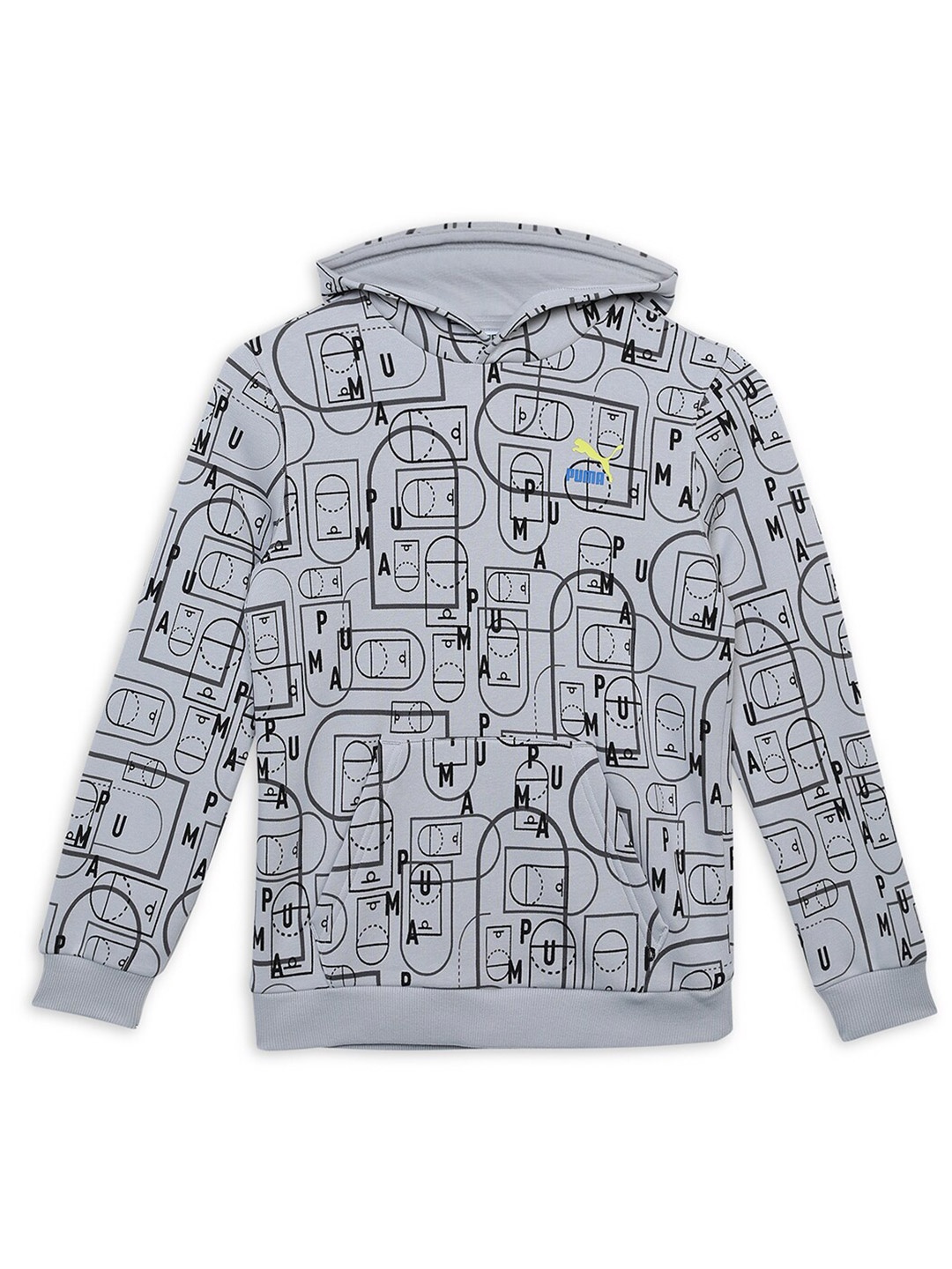 

Puma Boys Printed Cotton Hoodie, Grey