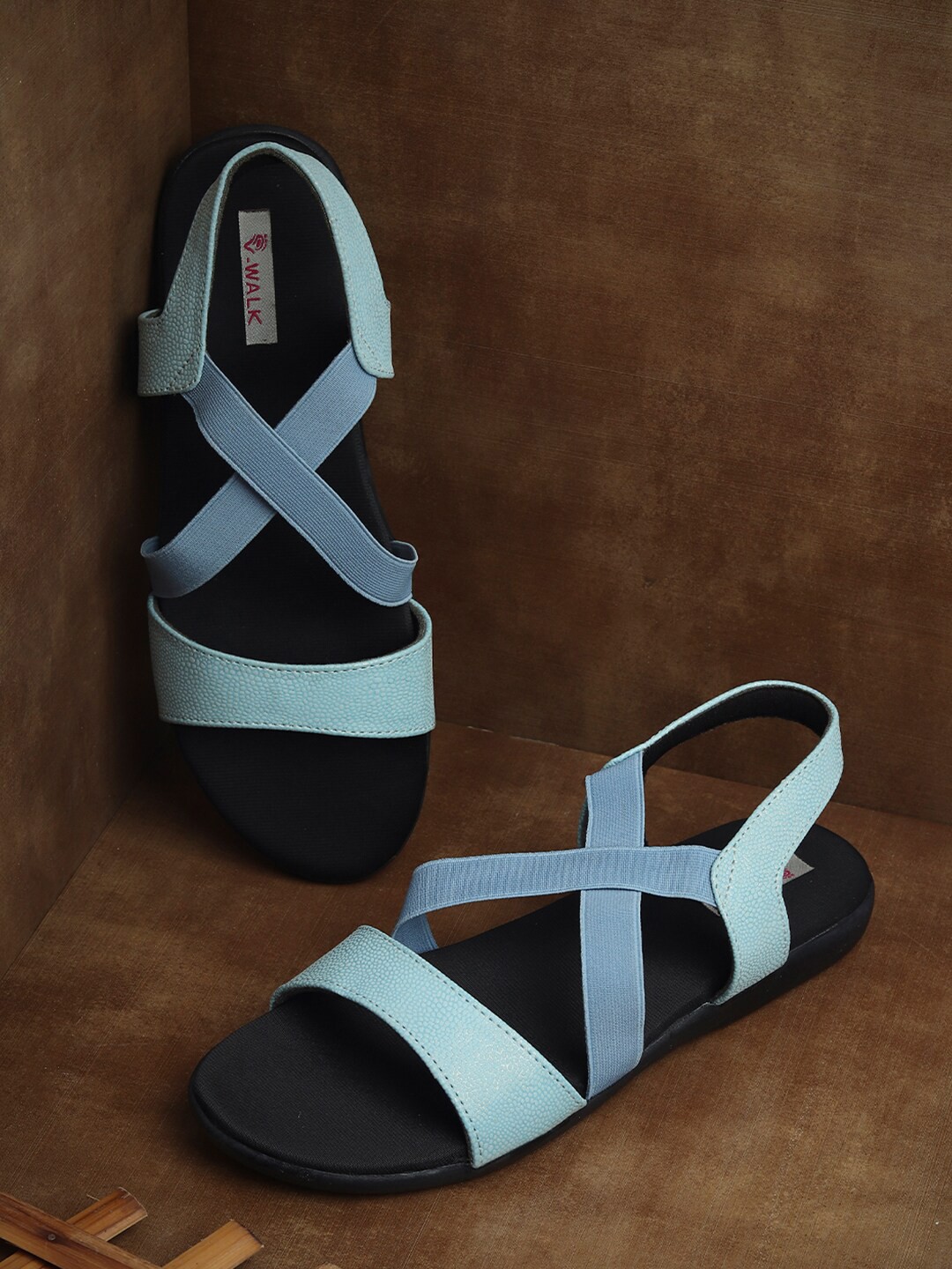 

V-WALK Open Toe Flats With Backstrap, Blue