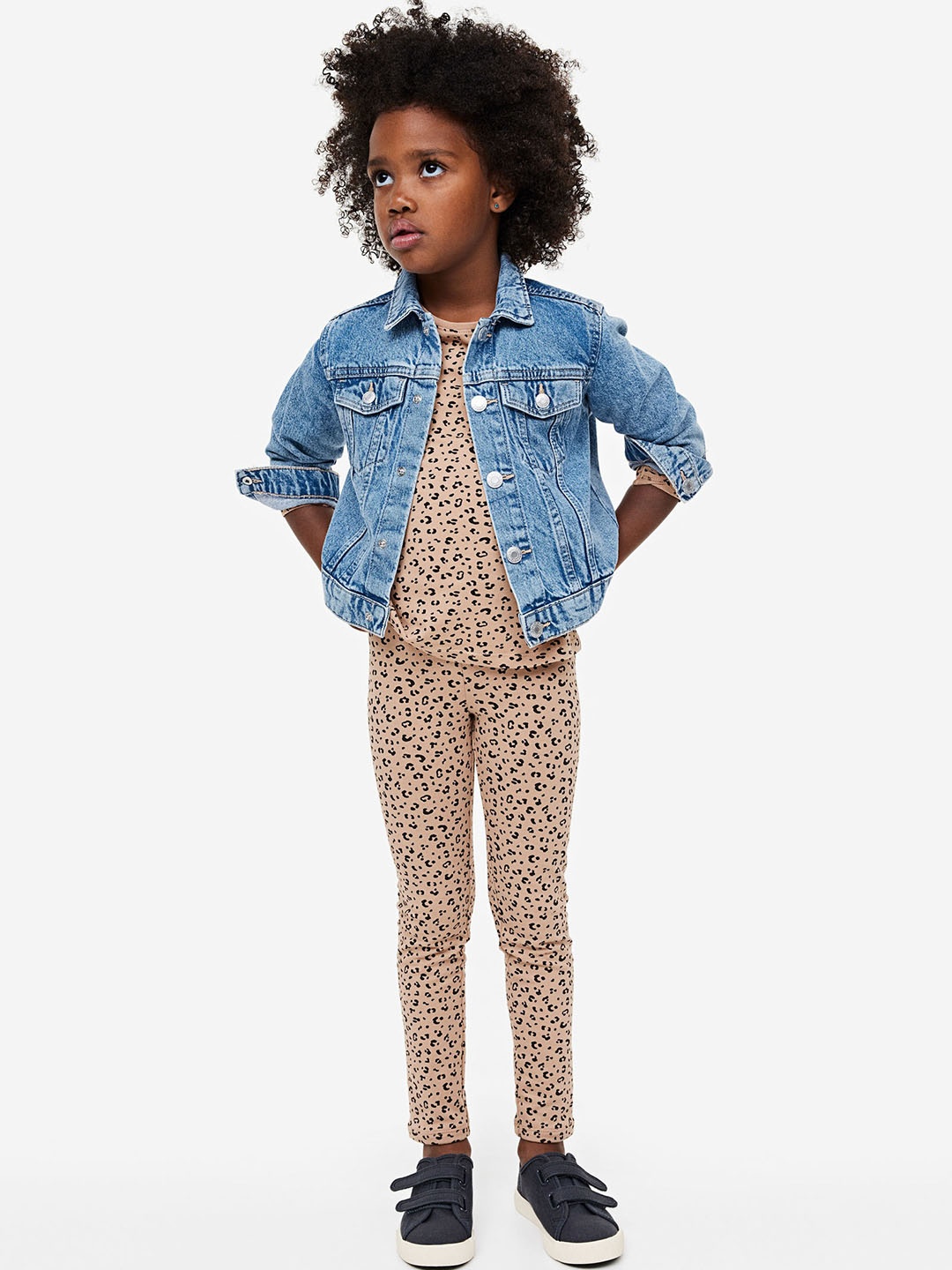 

H&M Girls Brushed-Inside Leggings, Beige
