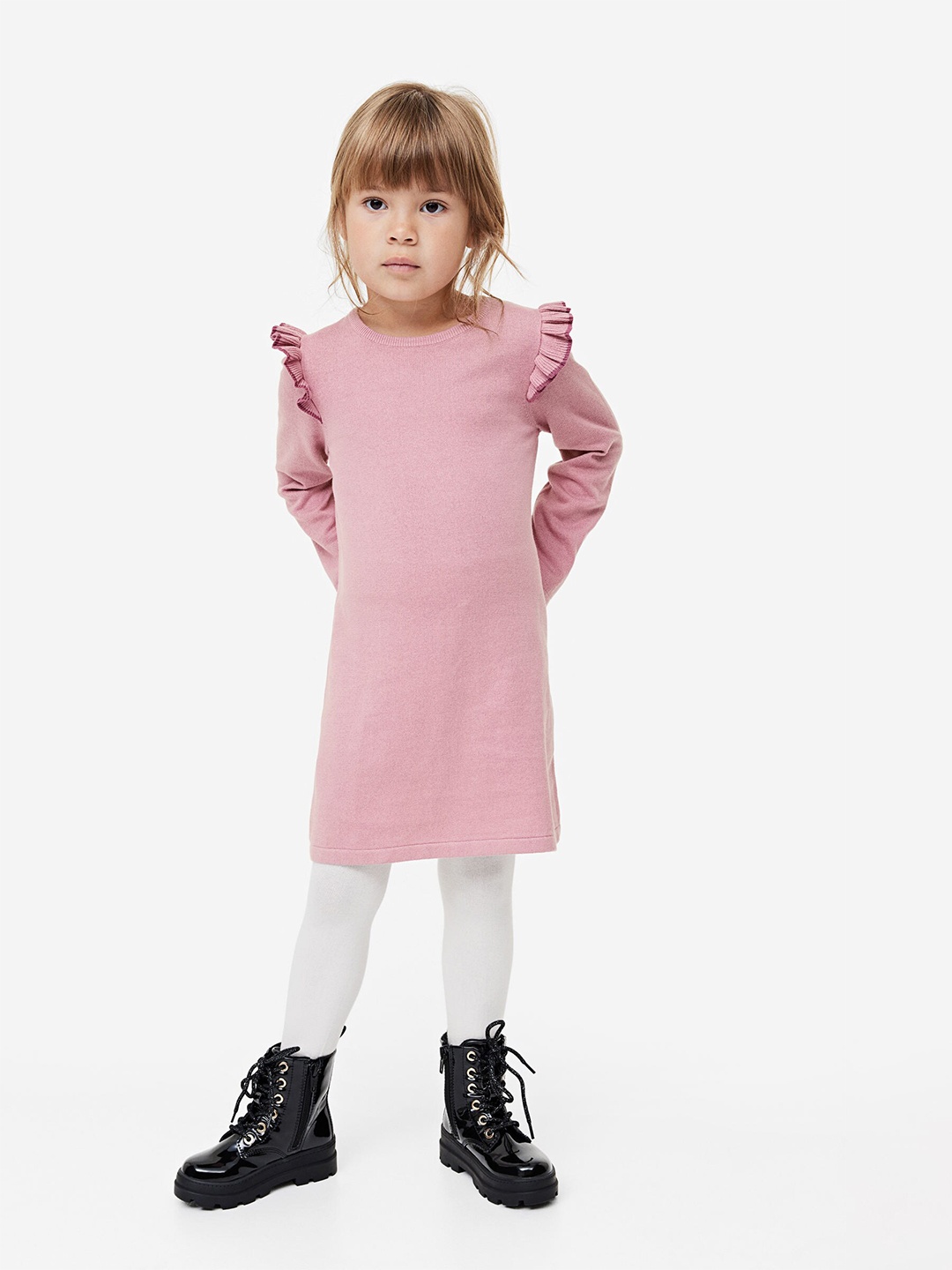 

H&M Girls Fine-Knit Dress, Pink