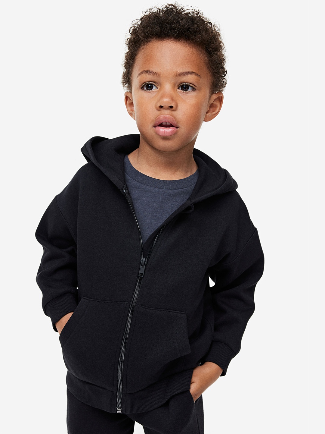 

H&M Boys Zip-Through Hoodie, Black
