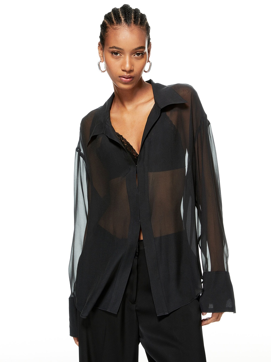 

H&M Sheer Blouse, Black