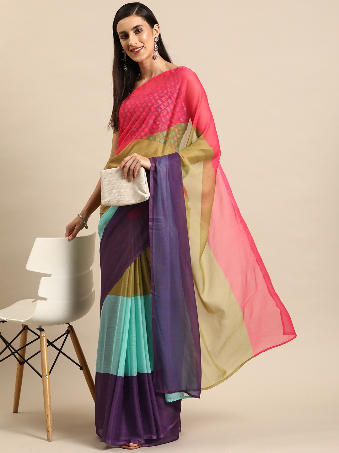 

Ahalyaa Colourblocked Ready To Wear Saree, Blue
