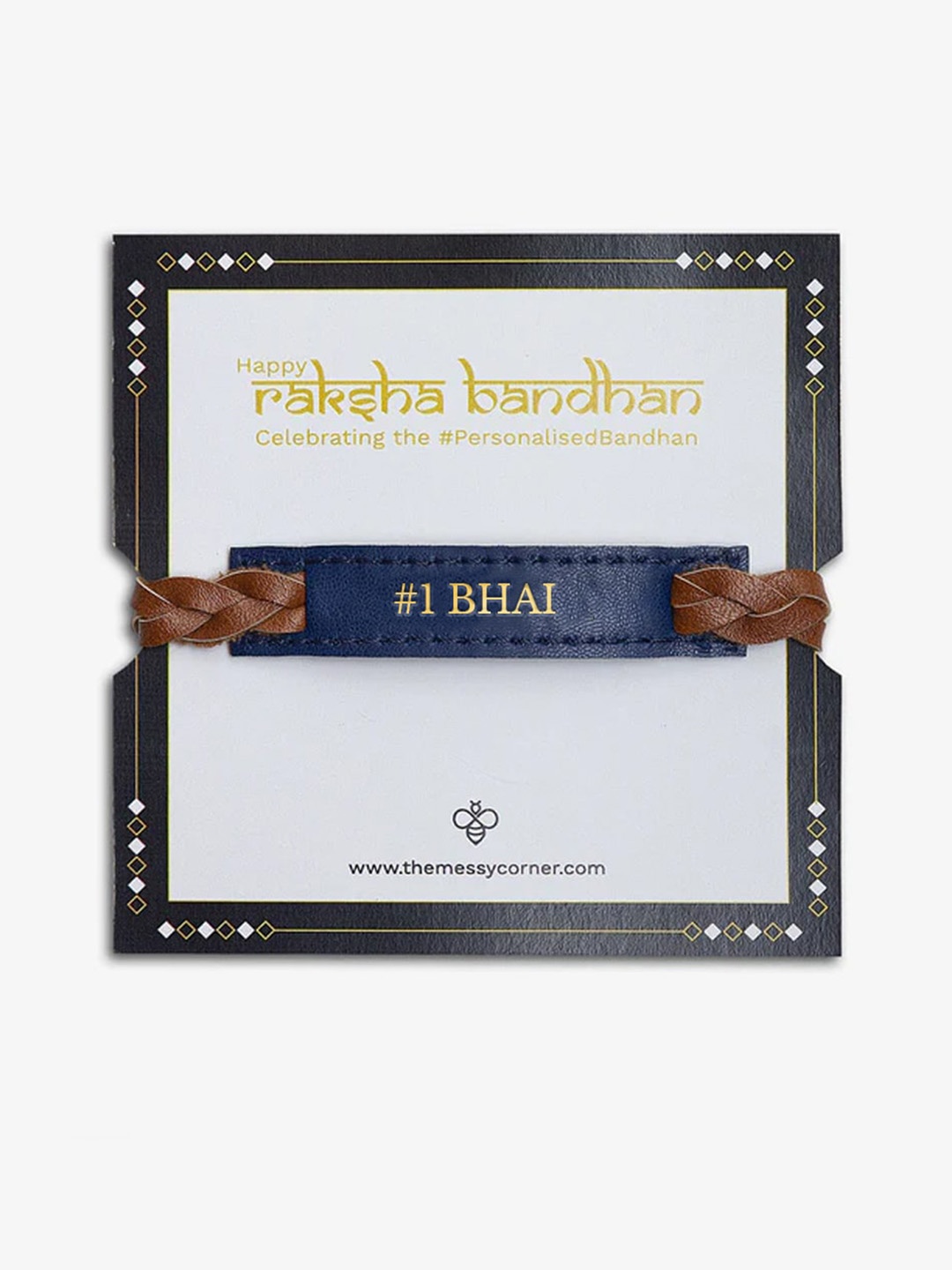 

THE MESSY CORNER Bhai Printed Detail Rakhi, Blue