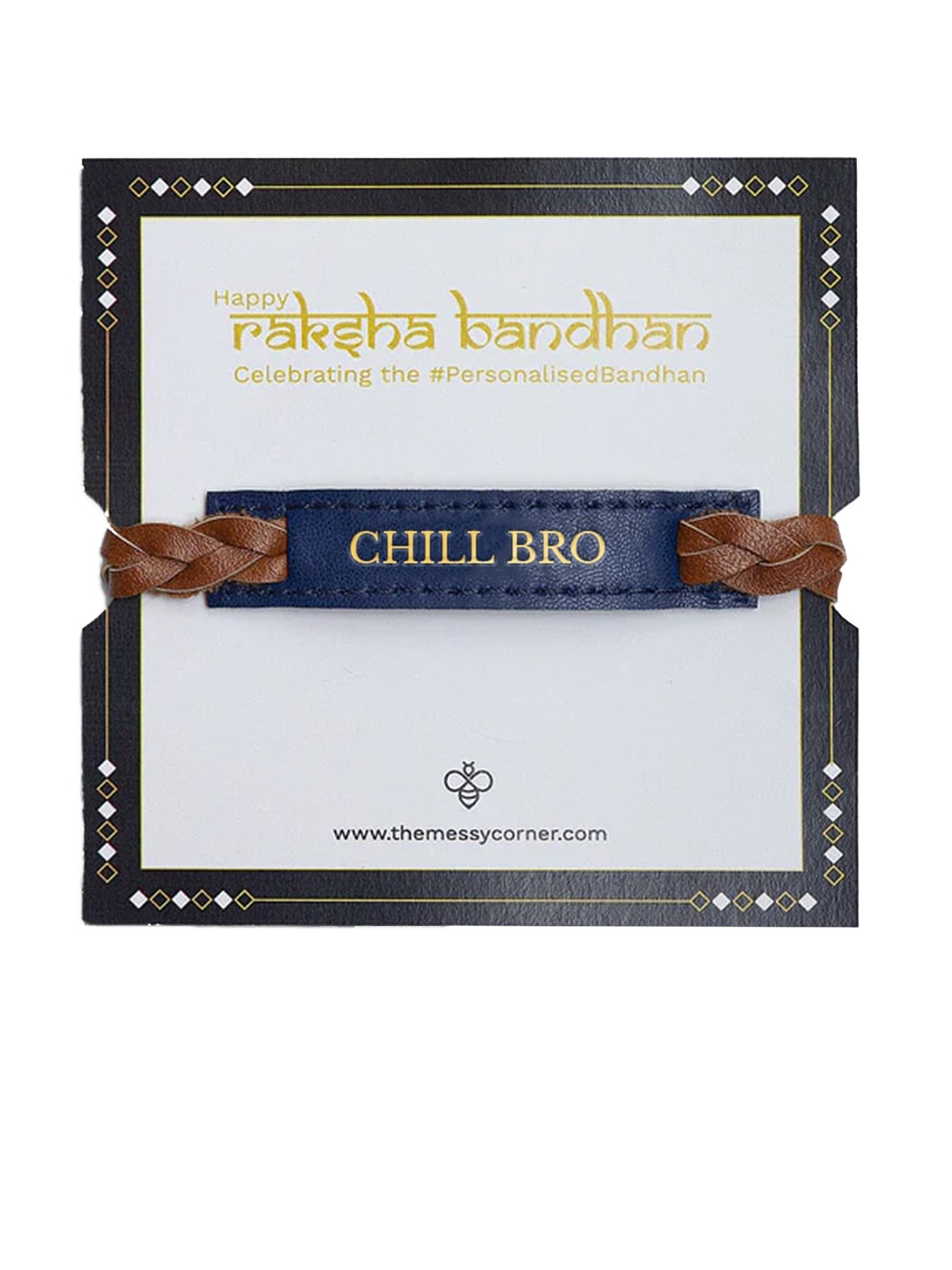 

THE MESSY CORNER Men Chill Bro Printed Detail Vegan Leather Rakhi, Blue
