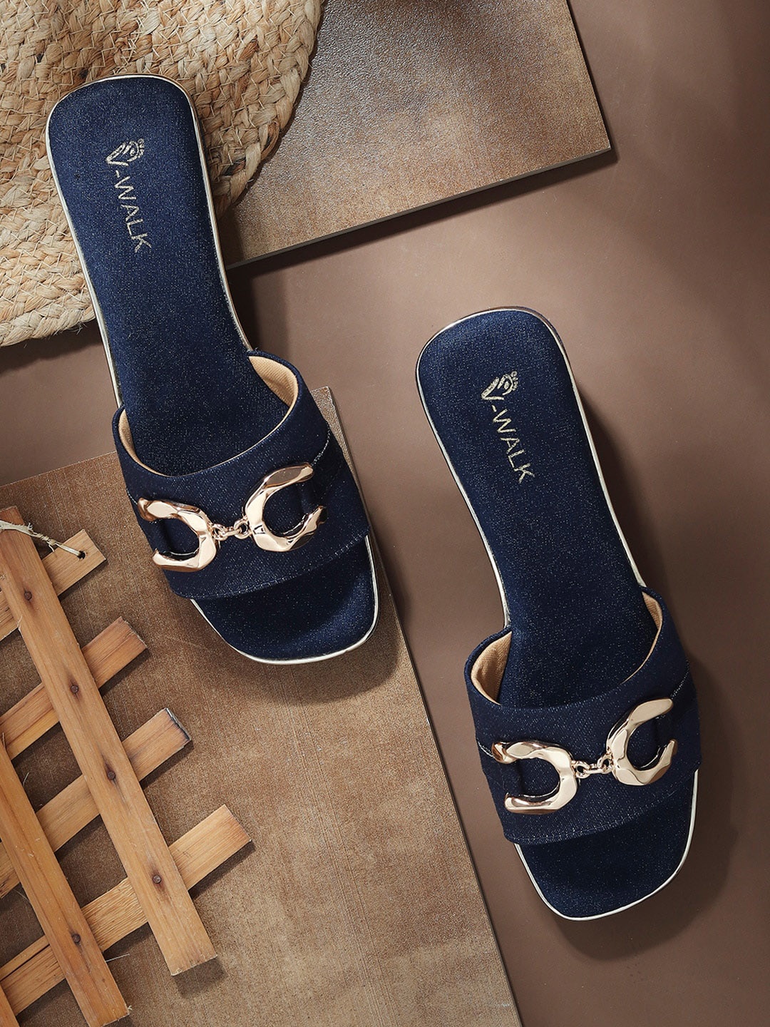 

V-WALK Embellished Flatform Heels, Navy blue