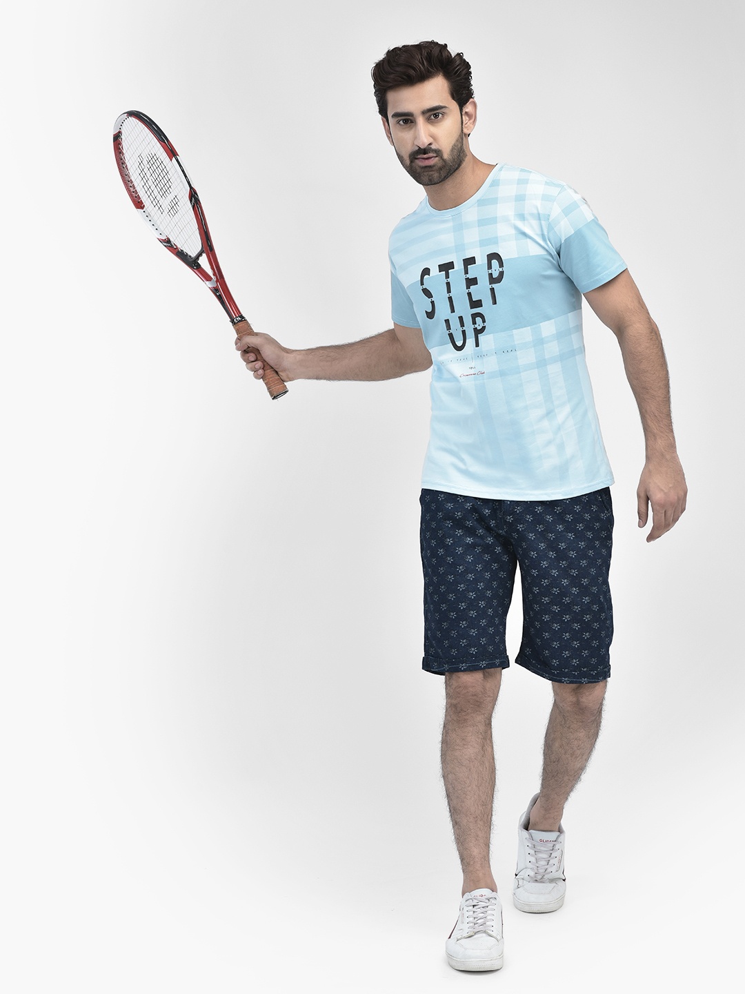 Crimsoune Club Typography Printed Regular Fit T-shirt, Blue