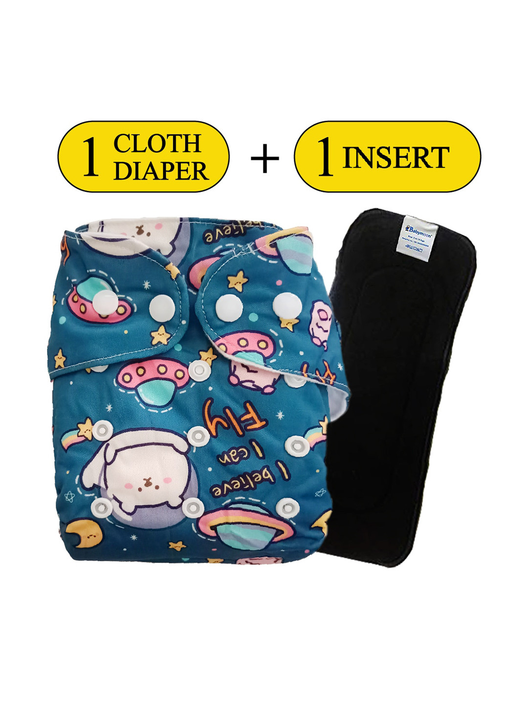 

Babymoon Cloth Diaper With Insert, Blue