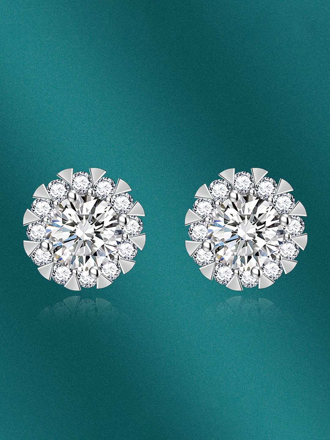 

Designs & You Silver Plated Cubic Zirconia Studded Studs Earrings