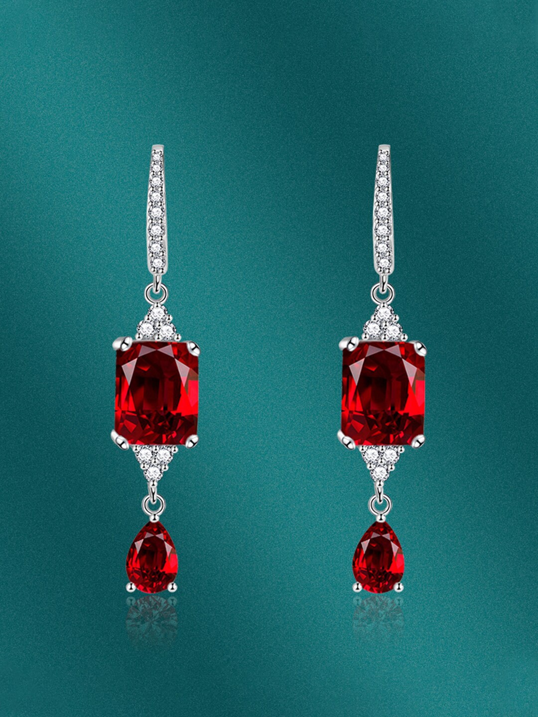 

Designs & You Silver Plated Cubic Zirconia Geometric Drop Earrings