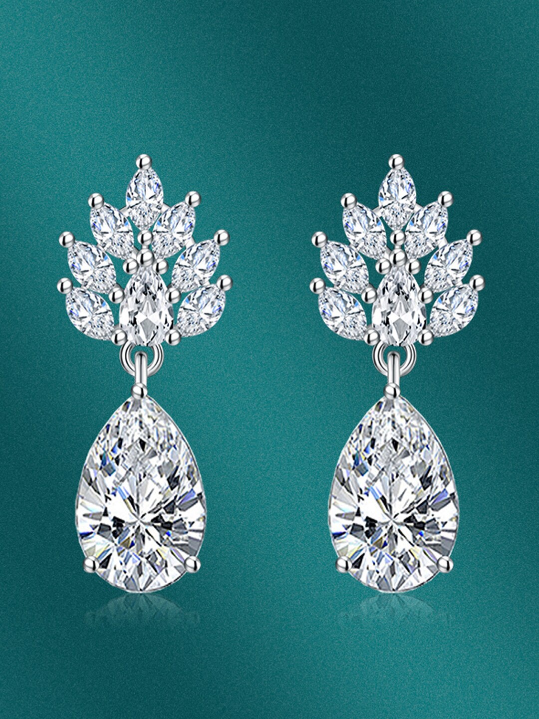 

Designs & You Silver-Plated Teardrop Shaped Drop Earrings