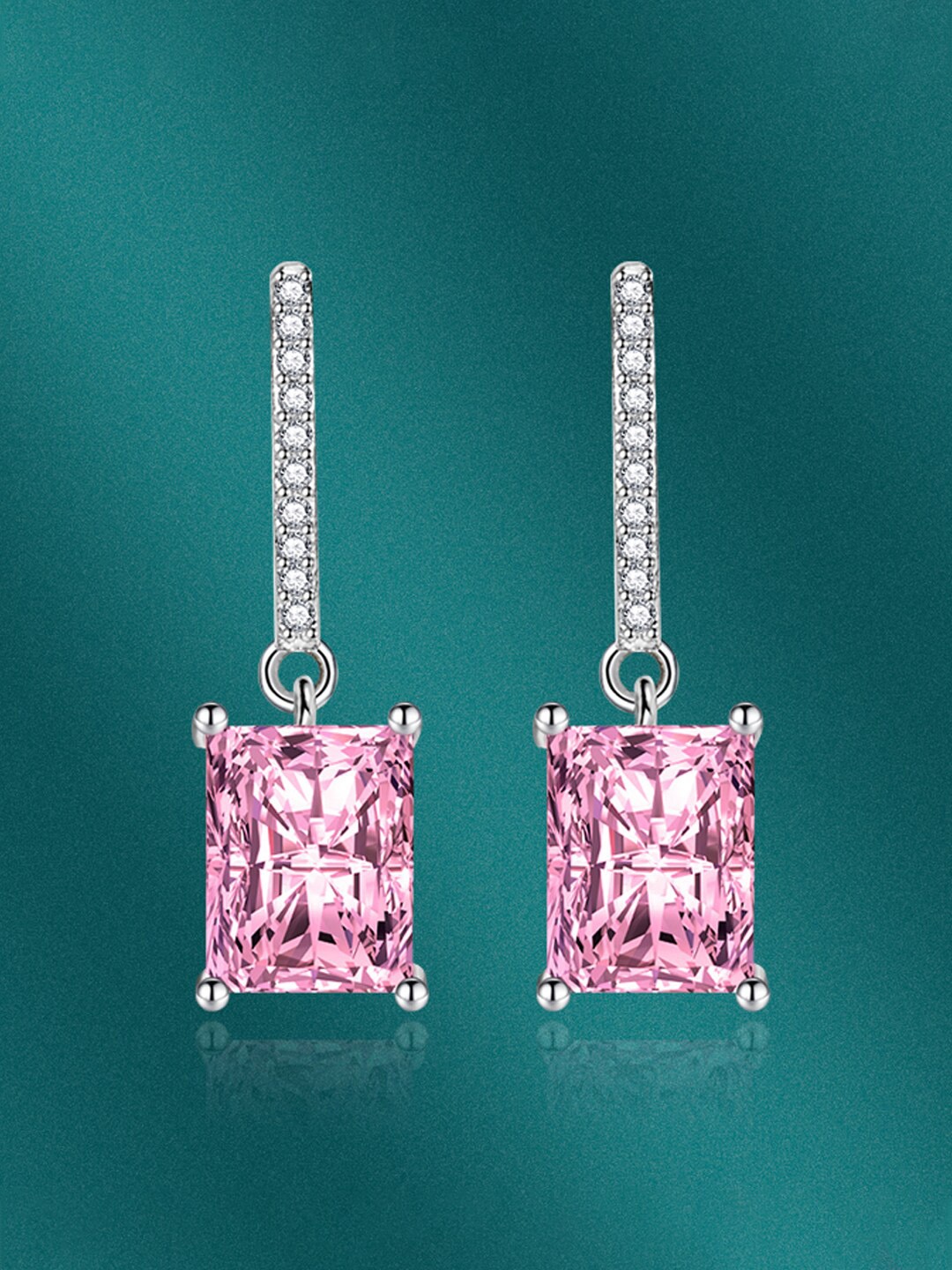 

Designs & You Silver Plated Cubic Zirconia Studded Drop Earrings
