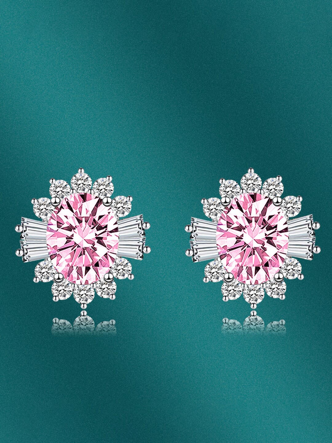 

Designs & You Silver-Plated Cubic Zirconia Studded Contemporary Studs Earrings