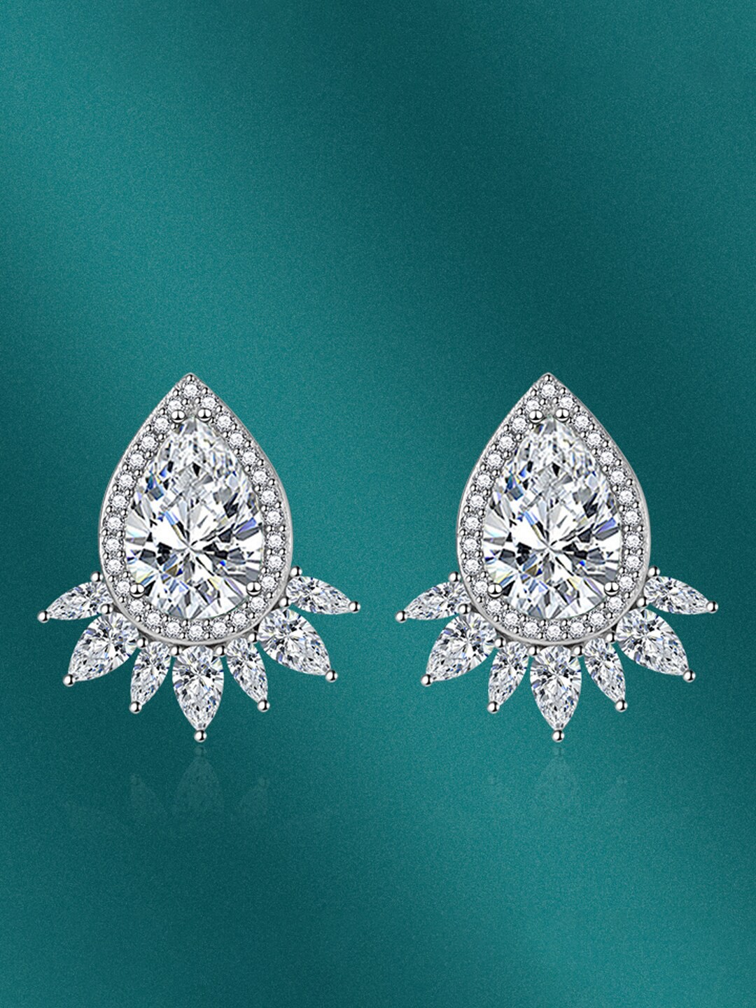 

Designs & You Silver-Plated Cubic Zirconia Contemporary Studs Earrings