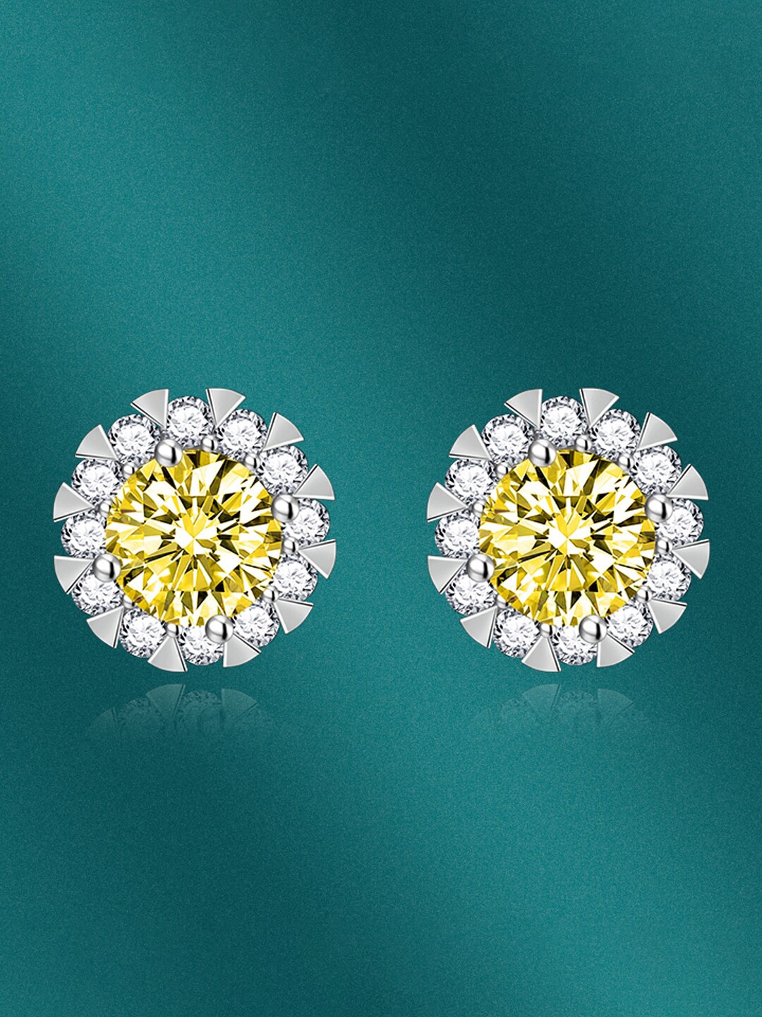

Designs & You Silver Plated Cubic Zirconia Contemporary Studs Earrings