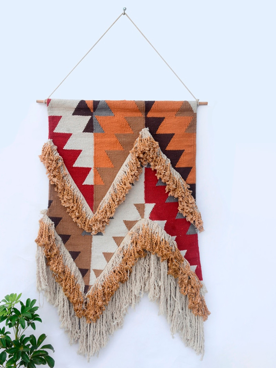 

Art Avenue Canine Red & Beige Printed Cotton Tasseled Wall Hanging