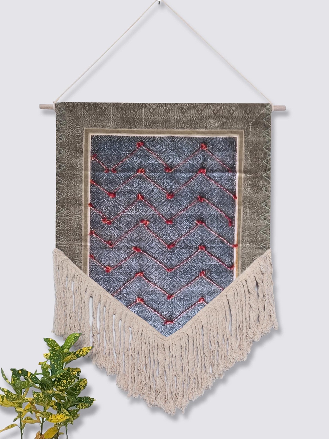 

Art Avenue Race Beige & Grey Printed Cotton Wall Hanging