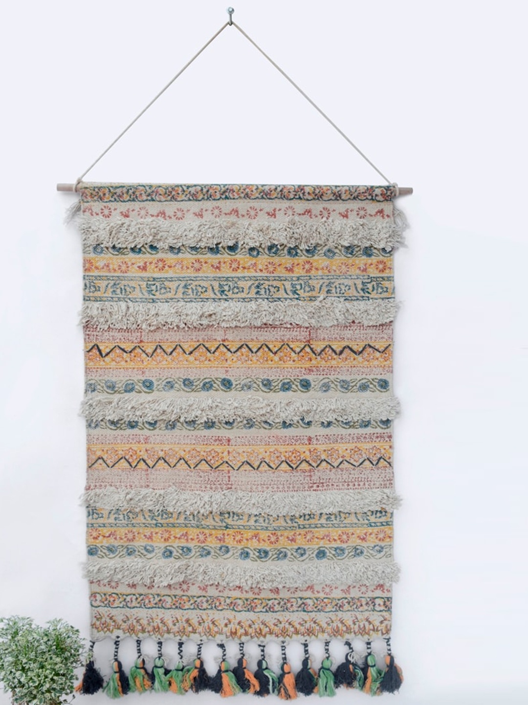 

Art Avenue Raft Black & Beige Printed Cotton Rectangular Wall Hanging