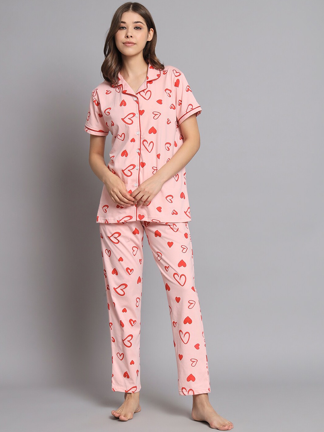 

SEPHANI Conversational Print Night Suit, Pink