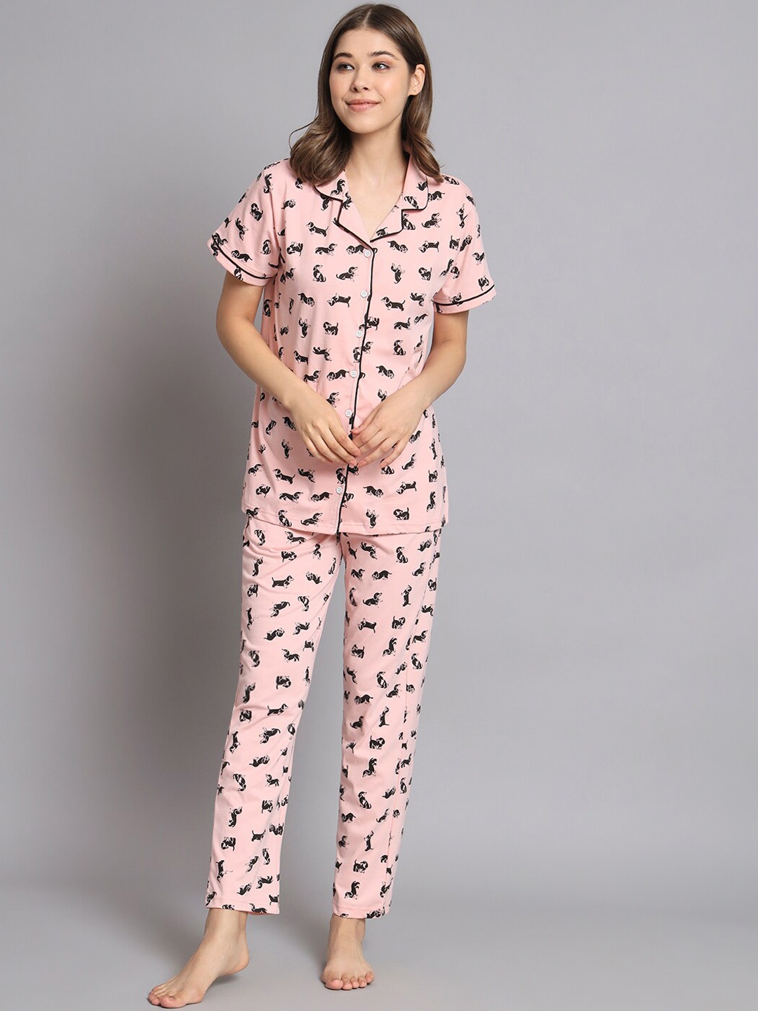 

SEPHANI Conversational Print Night Suit, Pink