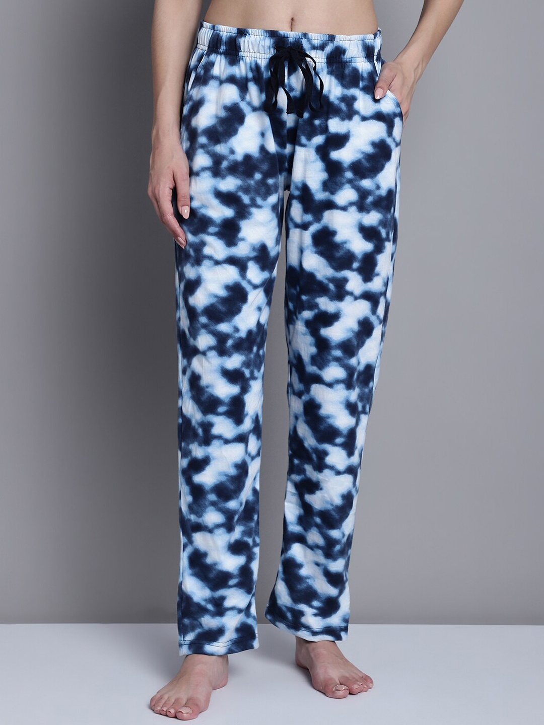 

Shararat Women Printed Cotton Lounge Pants, Blue