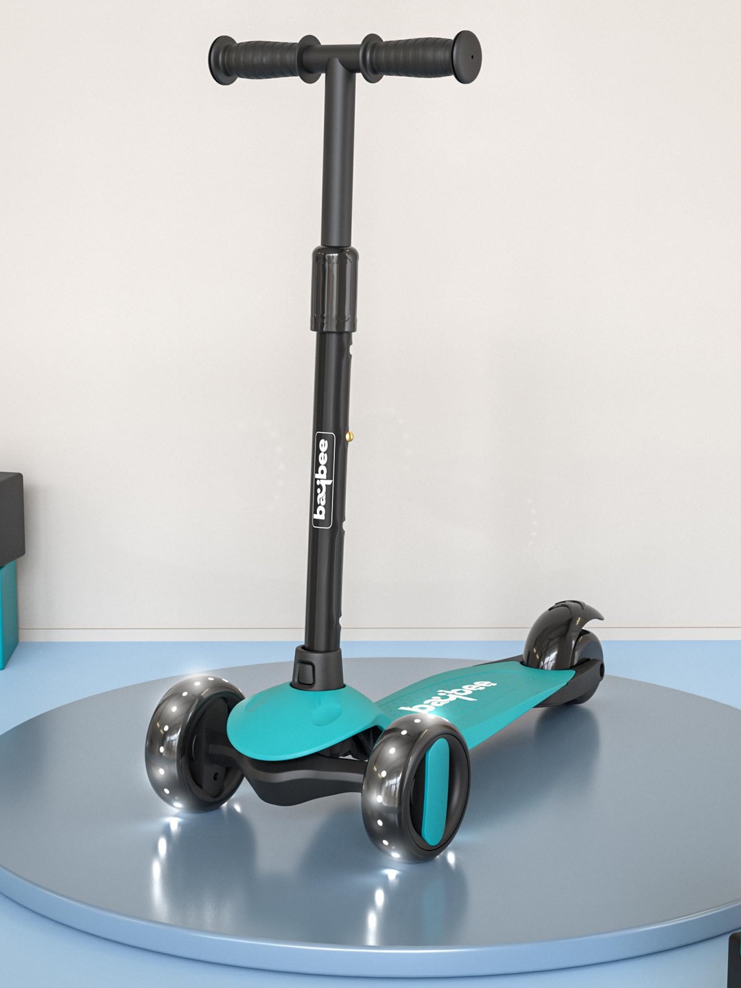 

BAYBEE Kids Alpha Kick 4 Level Height Adjustment Portable Scooter, Teal