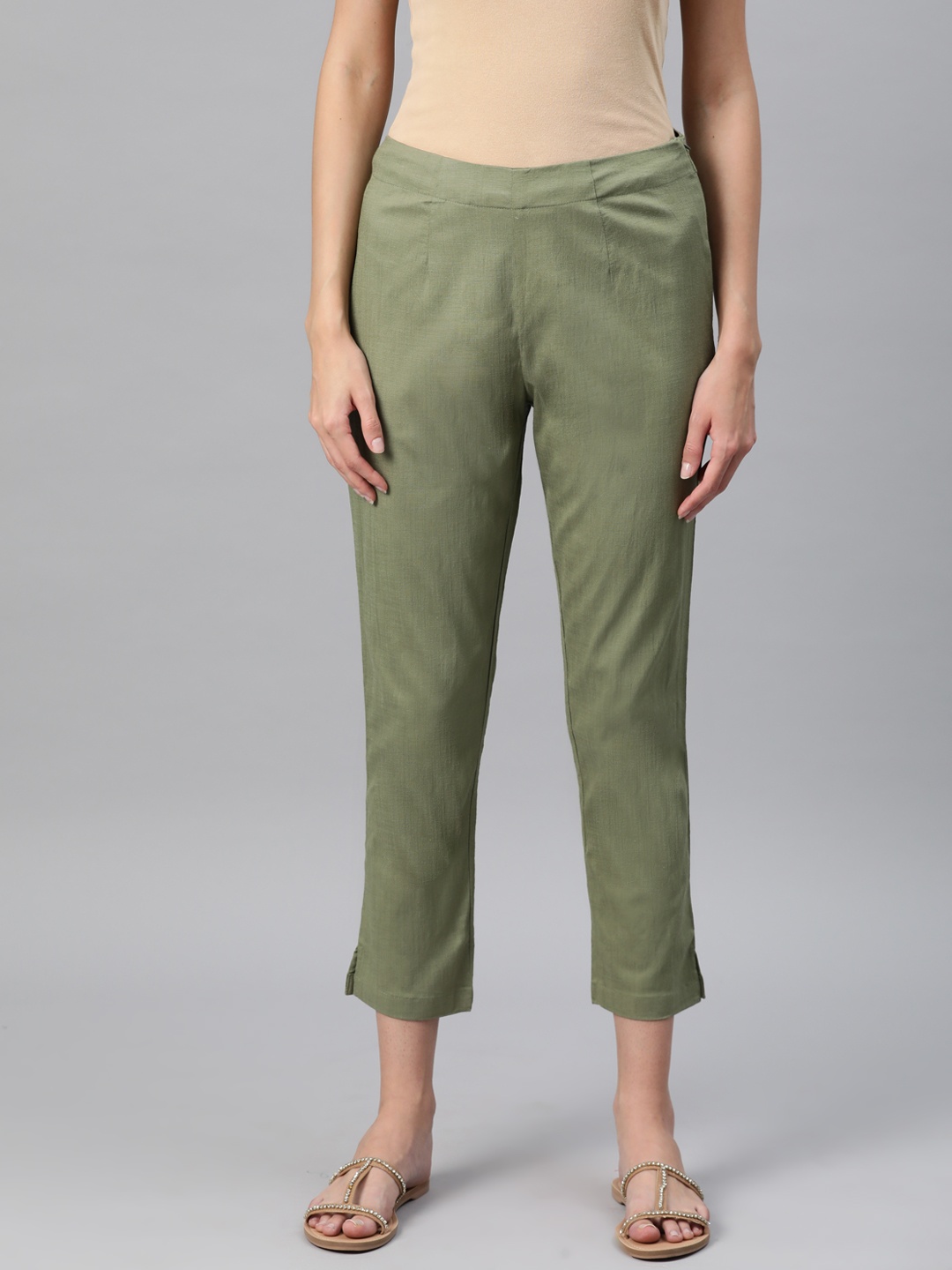 

Readiprint Easy Wash Cropped Trousers, Olive