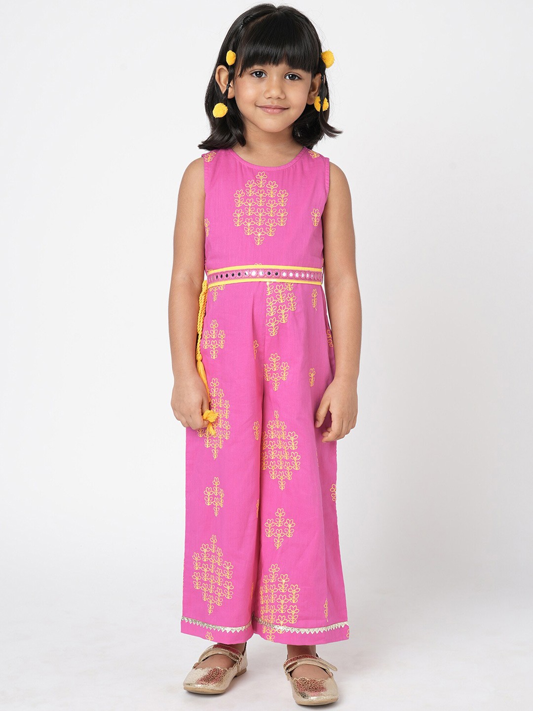 

LIL DRAMA Girls Self Design Basic Jumpsuit, Pink