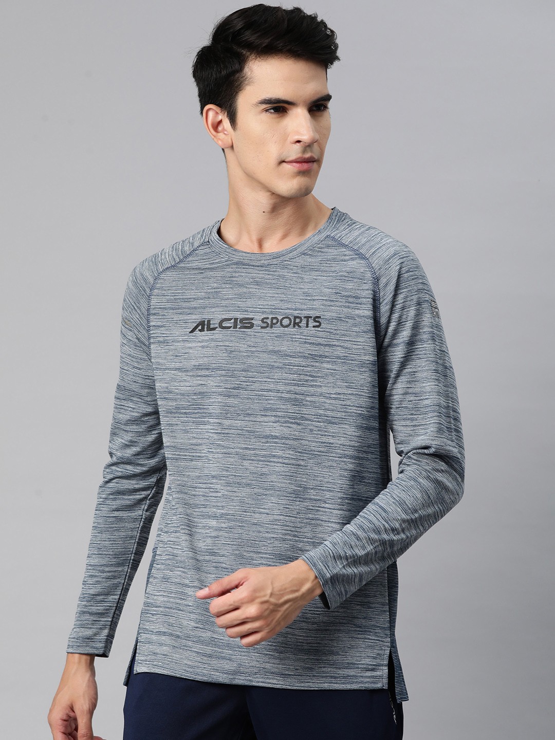 

Alcis Men Brand Logo Printed Anti Static Slim Fit T-shirt, Blue