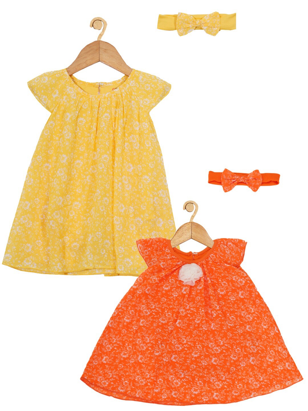 

Creative Kids Pack Of 2 Girls Cap Sleeves A-Line Dress, Yellow