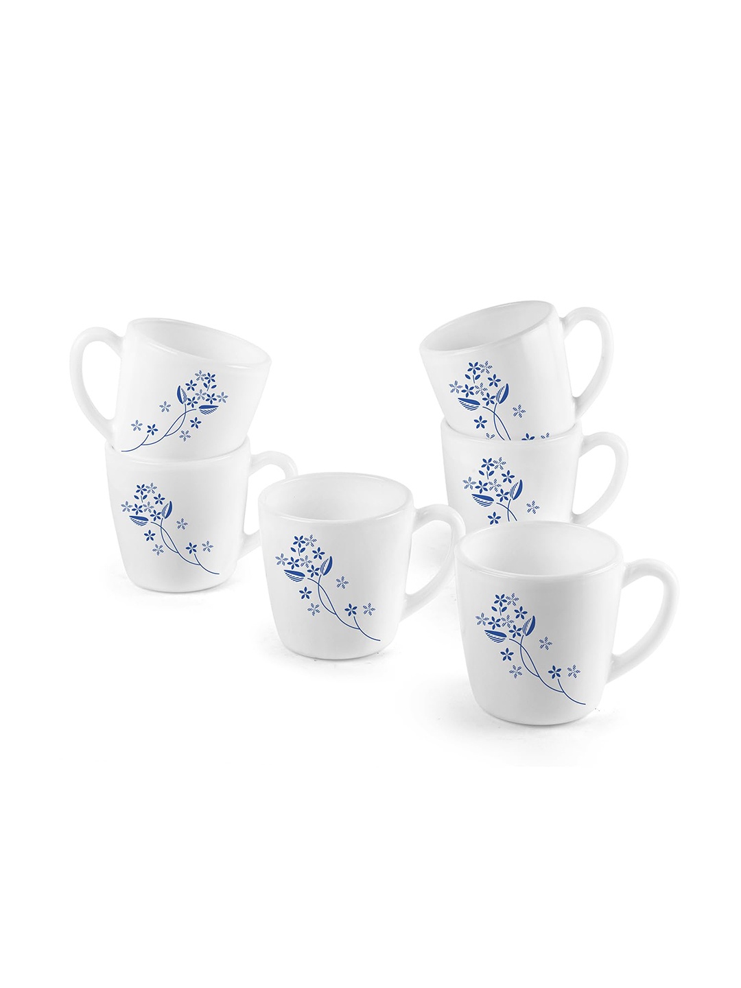 

Cello Set Of 6 White & Blue Printed Opalware Cups- 100ml