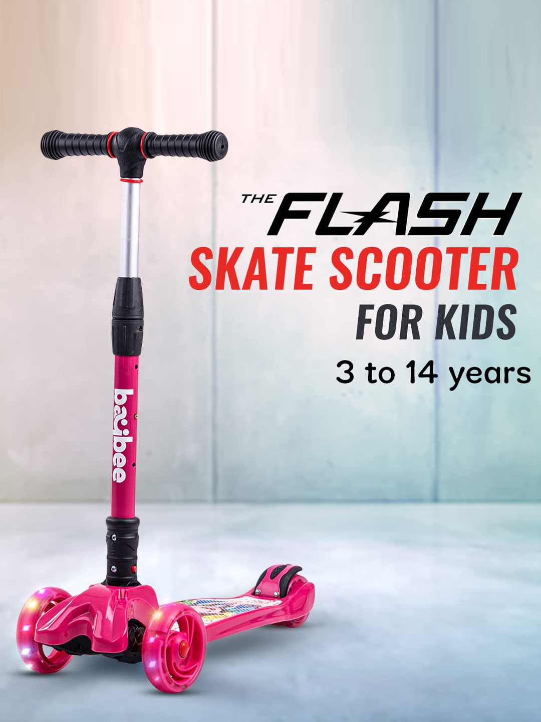 

BAYBEE Kids Pink 3 Wheel Flash Scooter